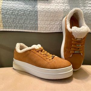 J/Slides Ninka WP Cognac Fur Lined Platform Sneaker